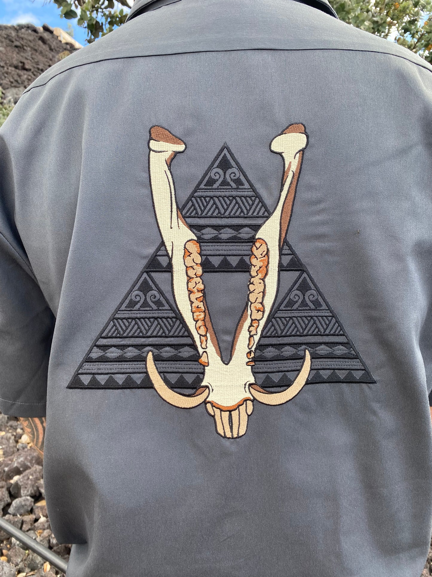 Embroidered Boar Jaw Work Shirt