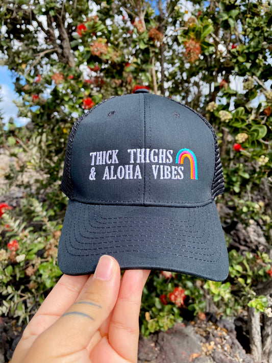 Thick Thighs & Aloha Vibes Trucker Hat